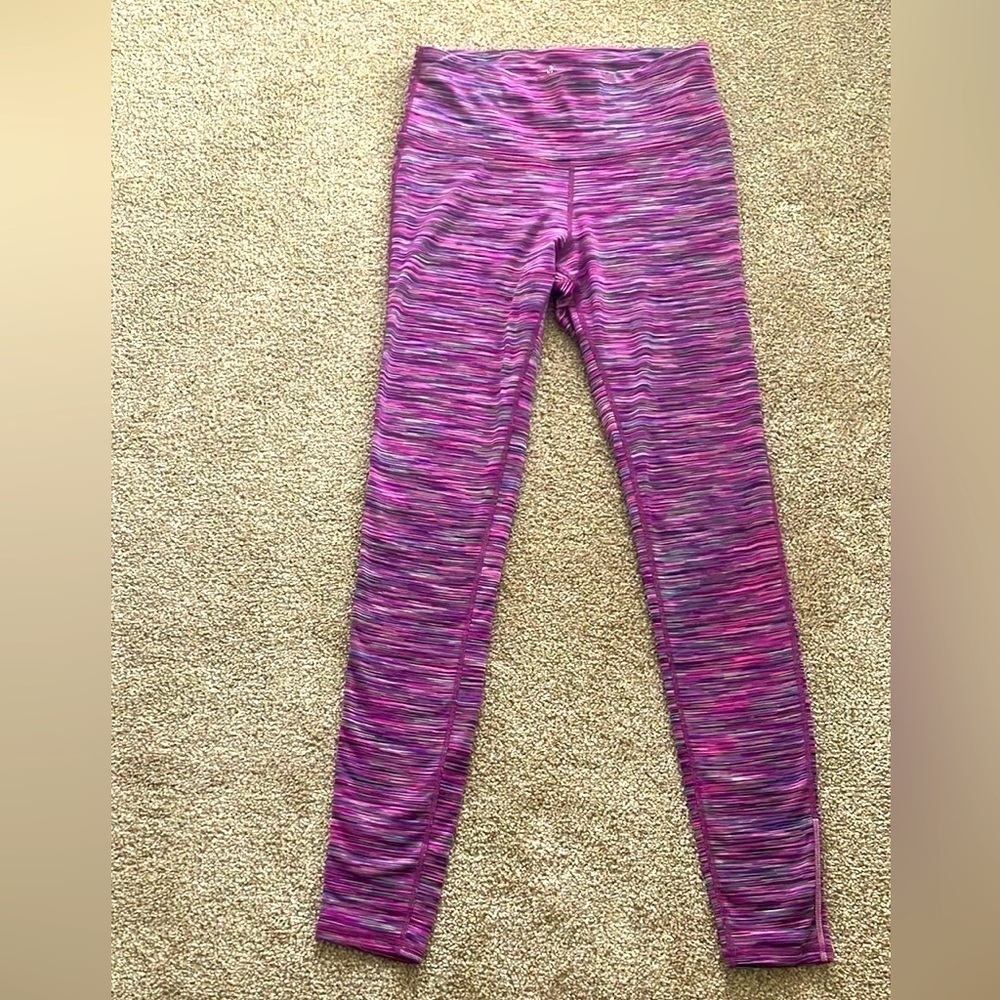 PrAna Pink Purple‎ White Striped Athletic Leggings Women's XS Stretch Comfort